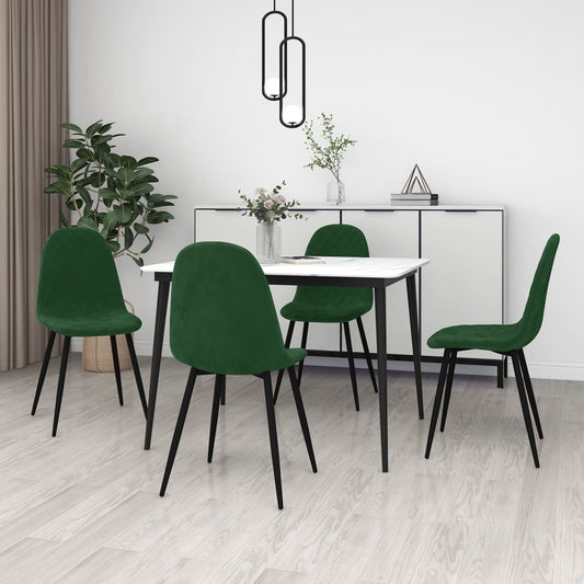 vidaXL Sillas de comedor 4 unidades terciopelo verde oscuro