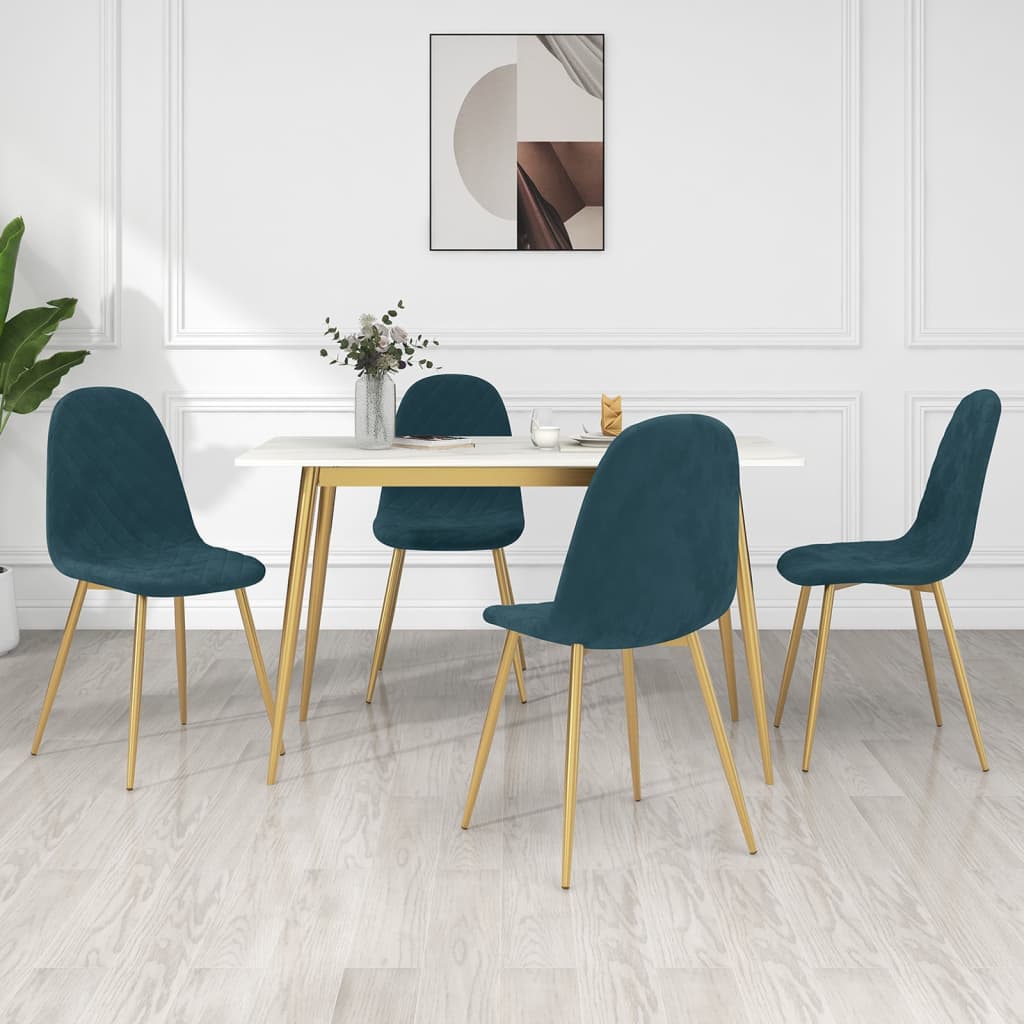 vidaXL Sillas de comedor 4 unidades terciopelo azul