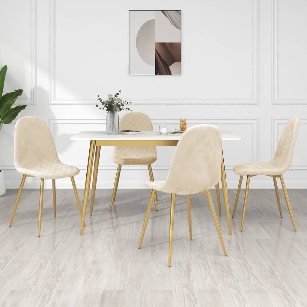 vidaXL Sillas de comedor 4 unidades terciopelo blanco crema