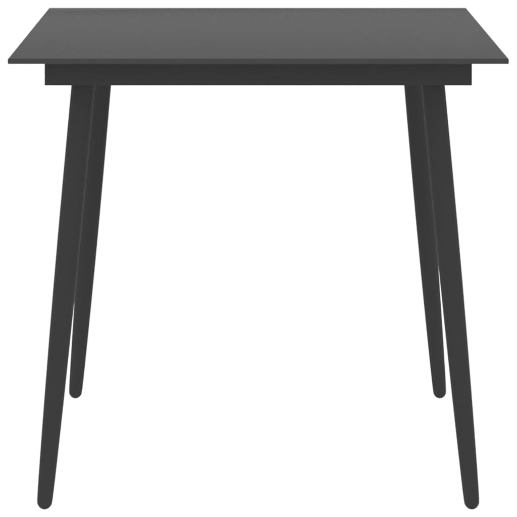 vidaXL Mesa de comedor para jardín acero y vidrio negro 80x80x74 cm