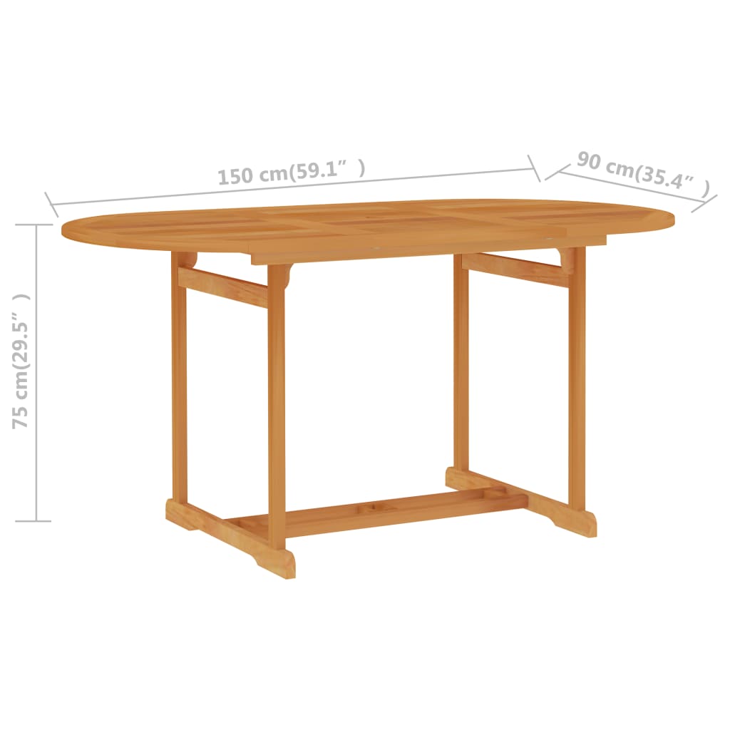 vidaXL Mesa de jardín de madera maciza de teca 150x90x75 cm