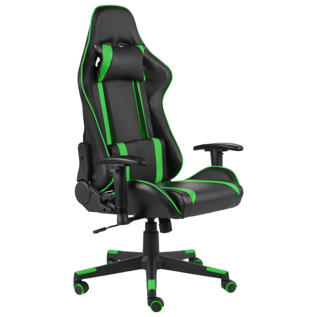 vidaXL Silla gaming giratoria PVC verde