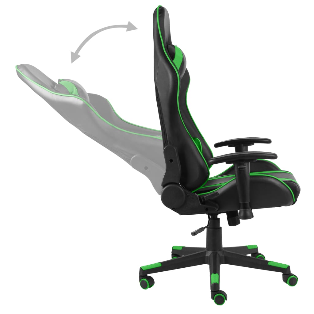 vidaXL Silla gaming giratoria PVC verde