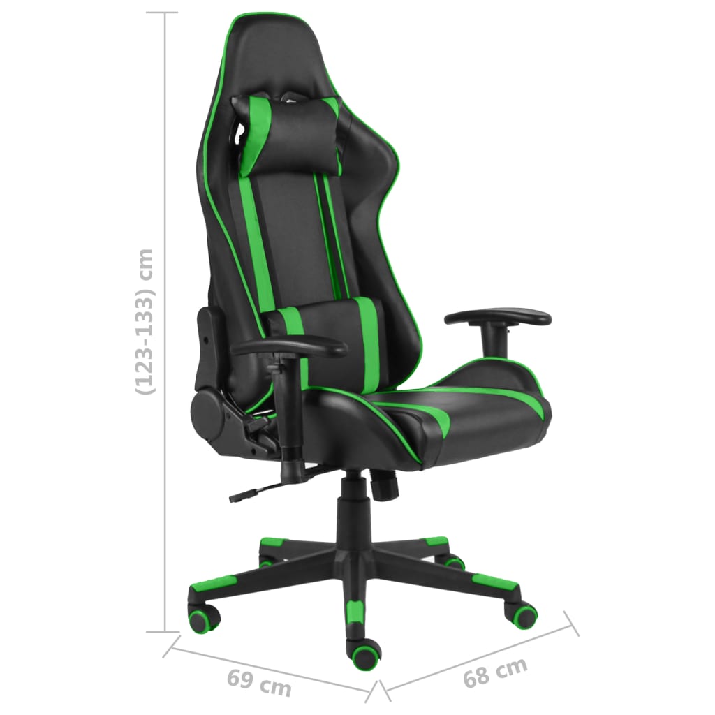 vidaXL Silla gaming giratoria PVC verde