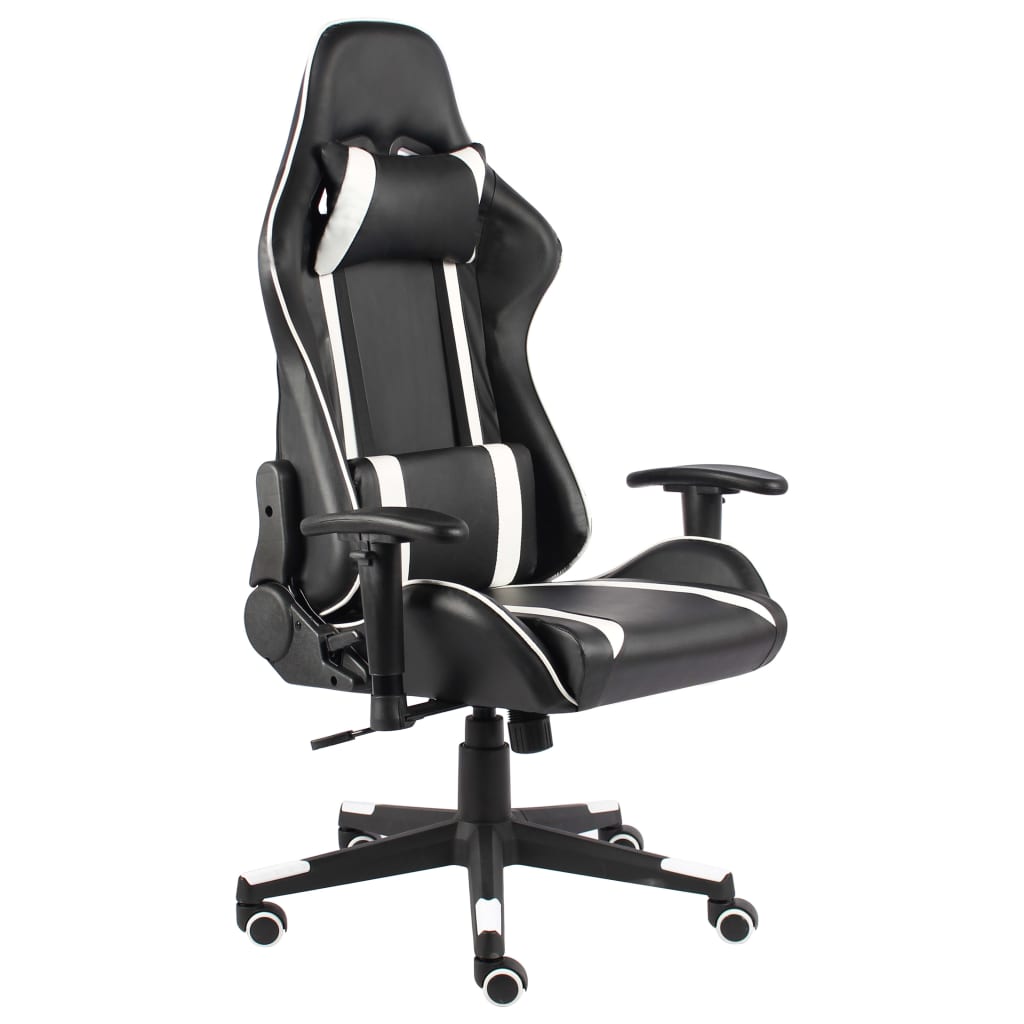 vidaXL Silla gaming giratoria PVC blanco