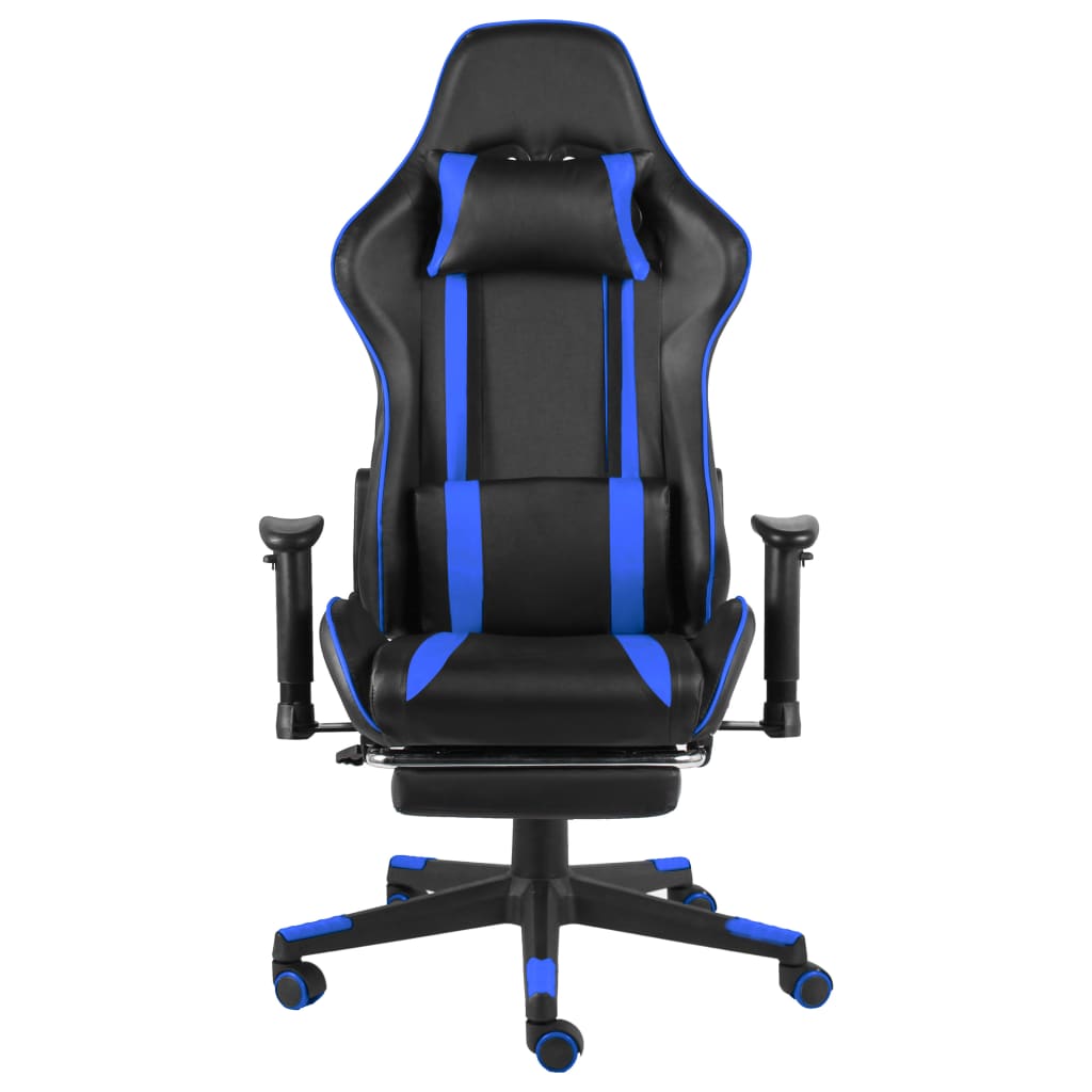 vidaXL Silla gaming giratoria con reposapiés PVC azul