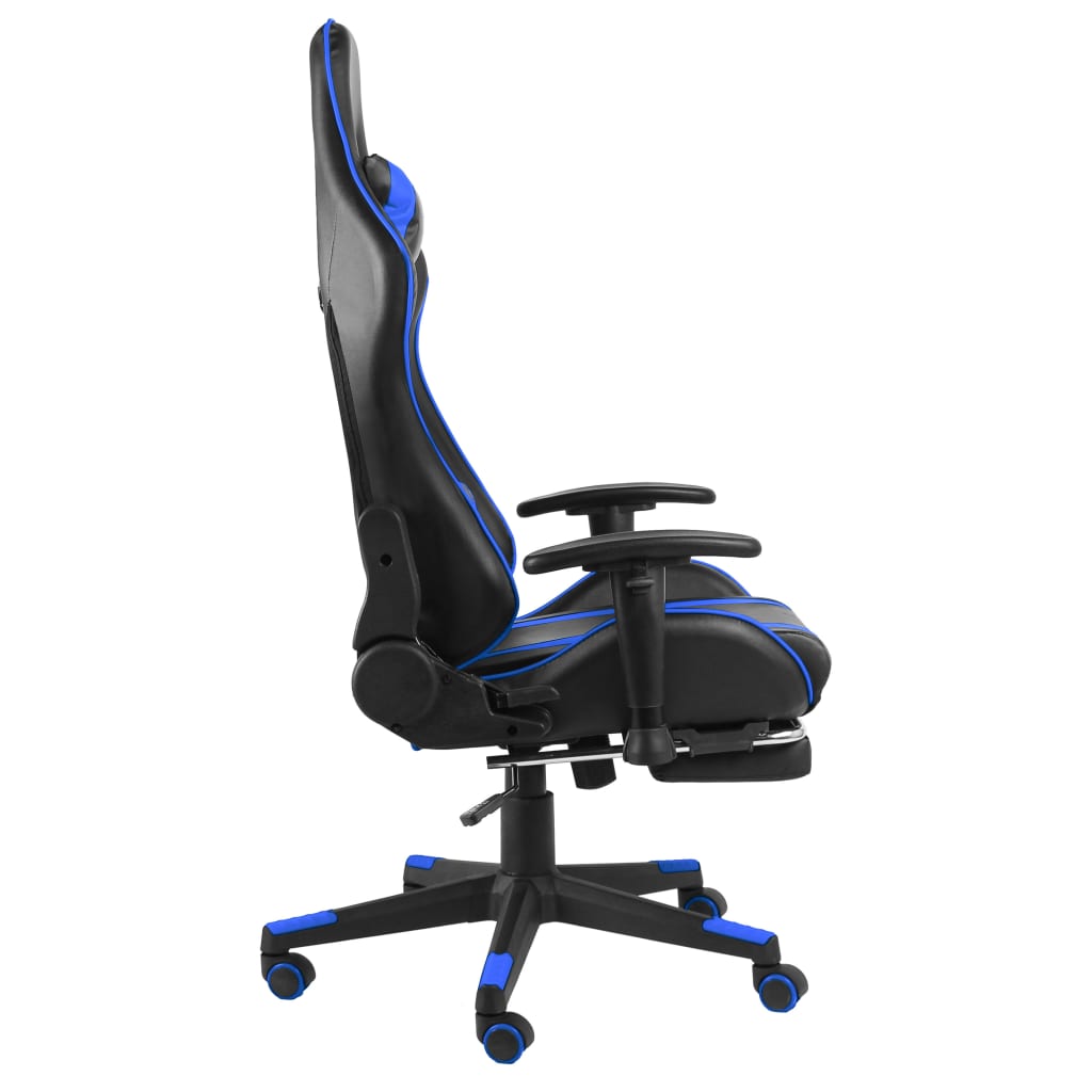 vidaXL Silla gaming giratoria con reposapiés PVC azul