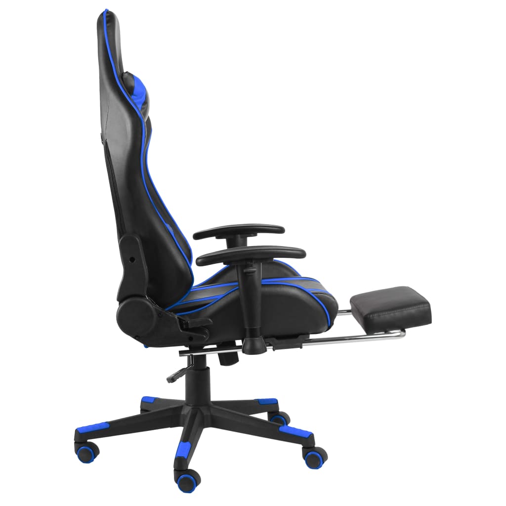 vidaXL Silla gaming giratoria con reposapiés PVC azul