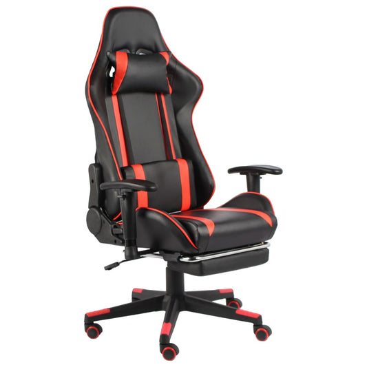 vidaXL Silla gaming giratoria con reposapiés PVC rojo