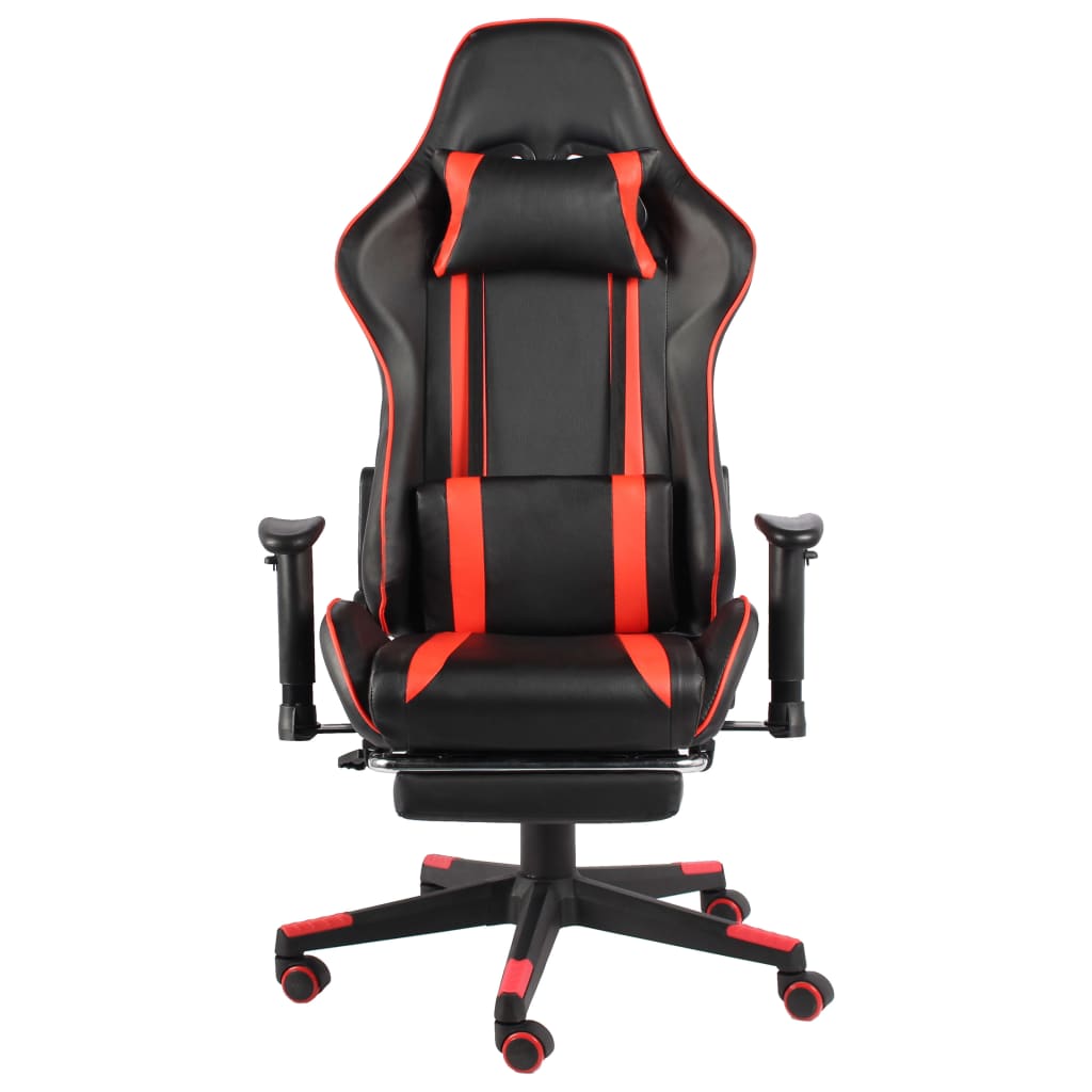 vidaXL Silla gaming giratoria con reposapiés PVC rojo