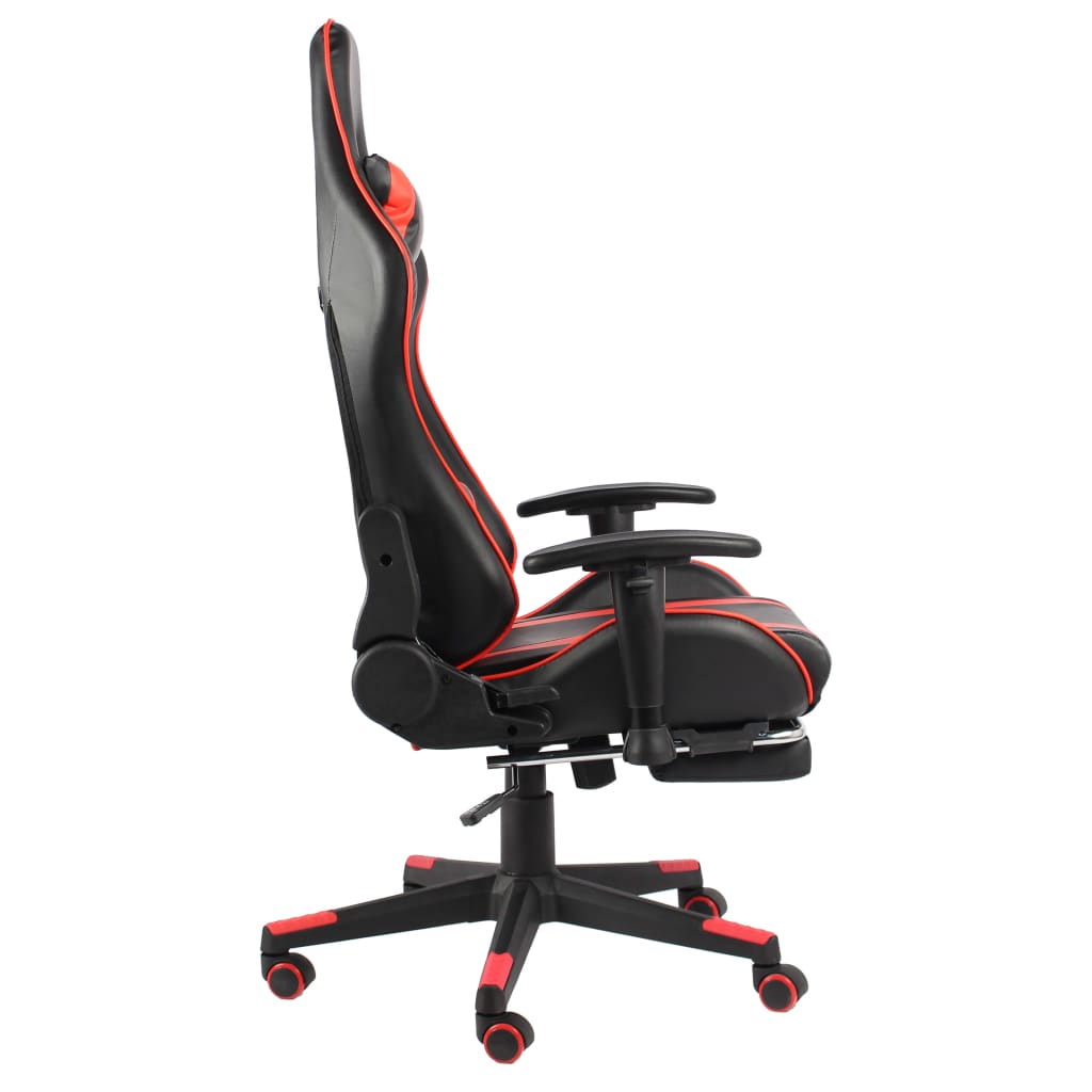 vidaXL Silla gaming giratoria con reposapiés PVC rojo