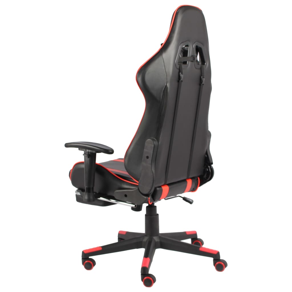 vidaXL Silla gaming giratoria con reposapiés PVC rojo