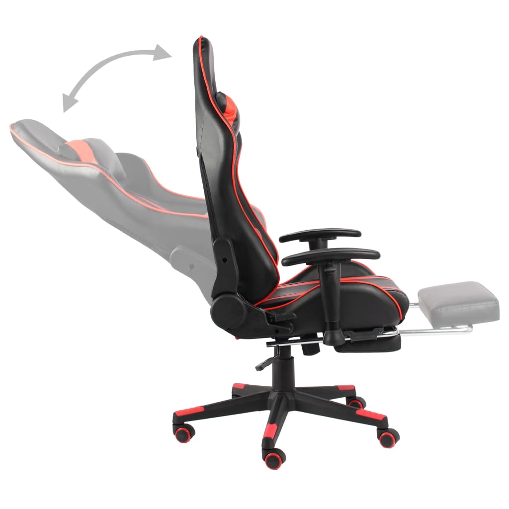 vidaXL Silla gaming giratoria con reposapiés PVC rojo