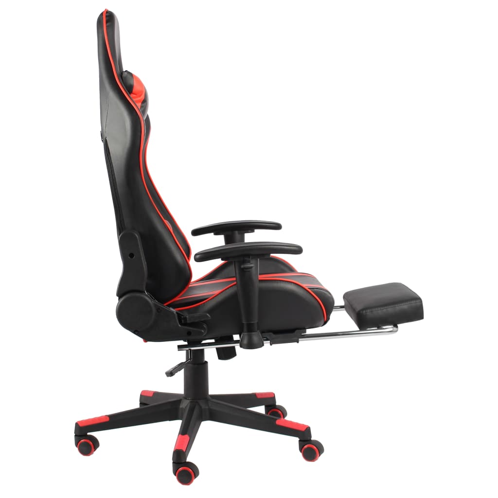 vidaXL Silla gaming giratoria con reposapiés PVC rojo