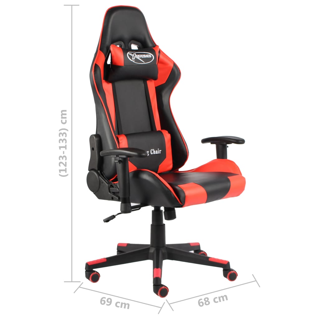 vidaXL Silla gaming giratoria PVC rojo