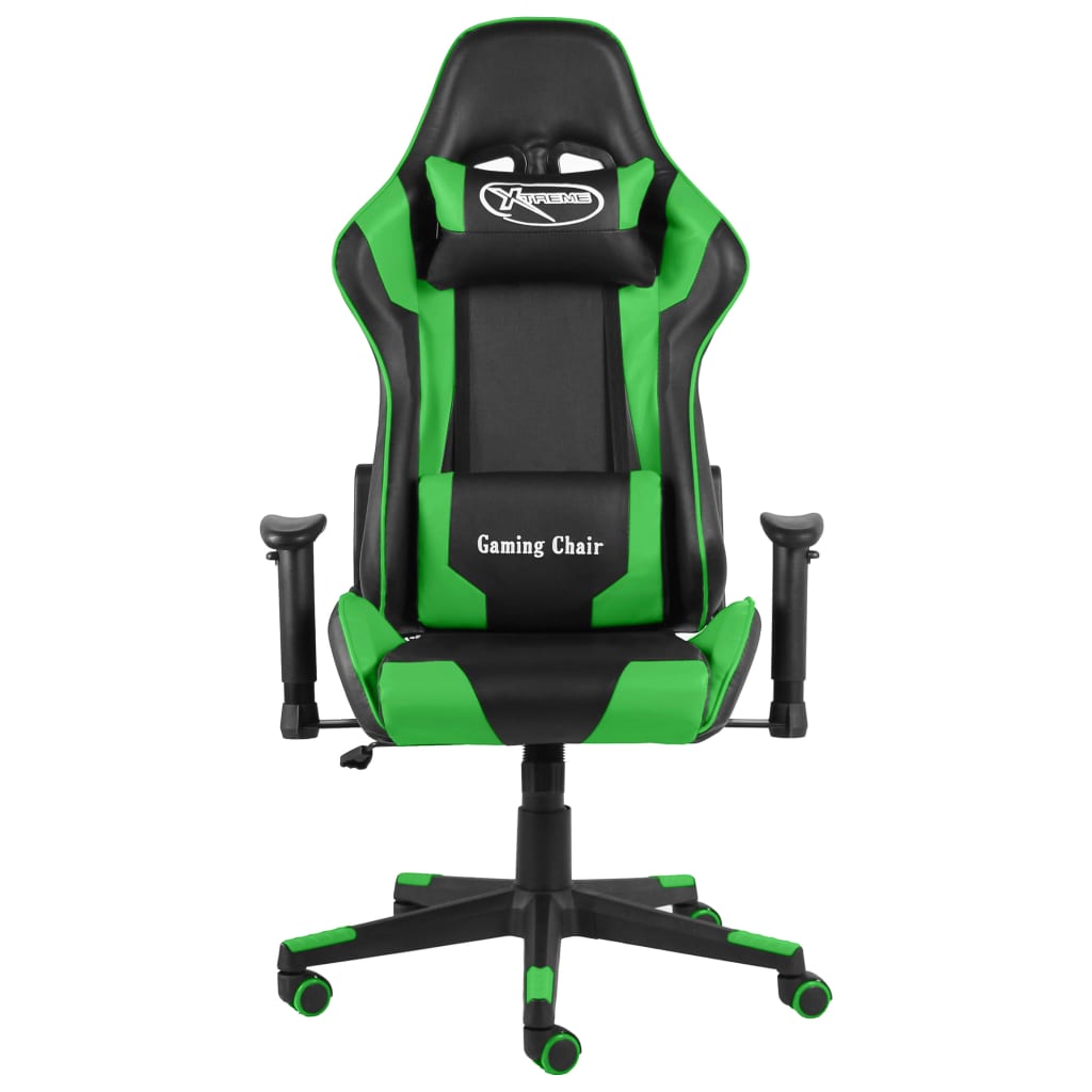 vidaXL Silla gaming giratoria PVC verde