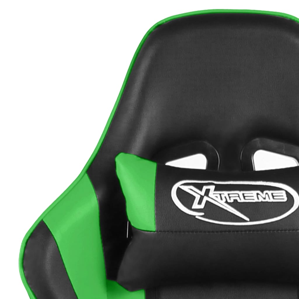 vidaXL Silla gaming giratoria PVC verde