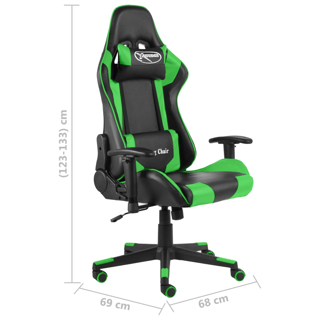 vidaXL Silla gaming giratoria PVC verde