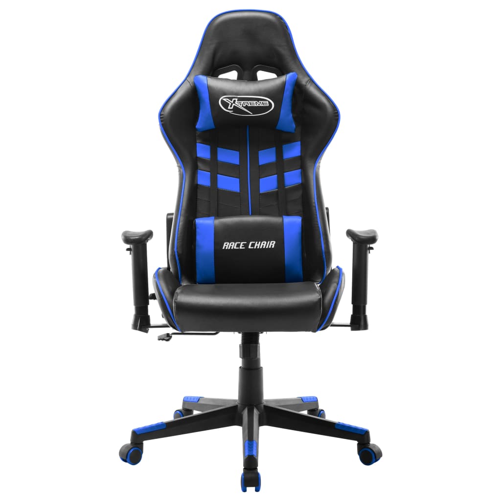 vidaXL Silla de gaming de cuero sintético negro y azul