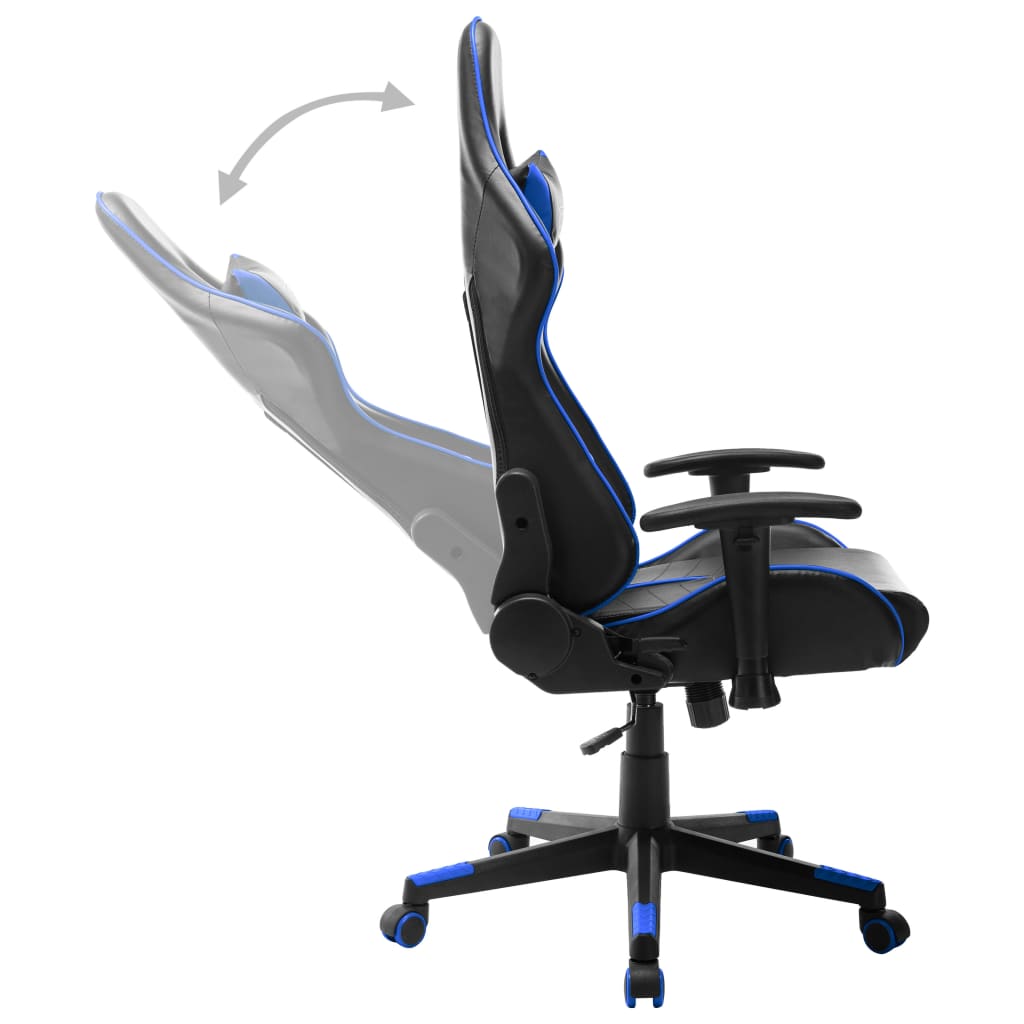 vidaXL Silla de gaming de cuero sintético negro y azul