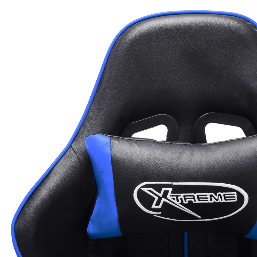 vidaXL Silla de gaming de cuero sintético negro y azul