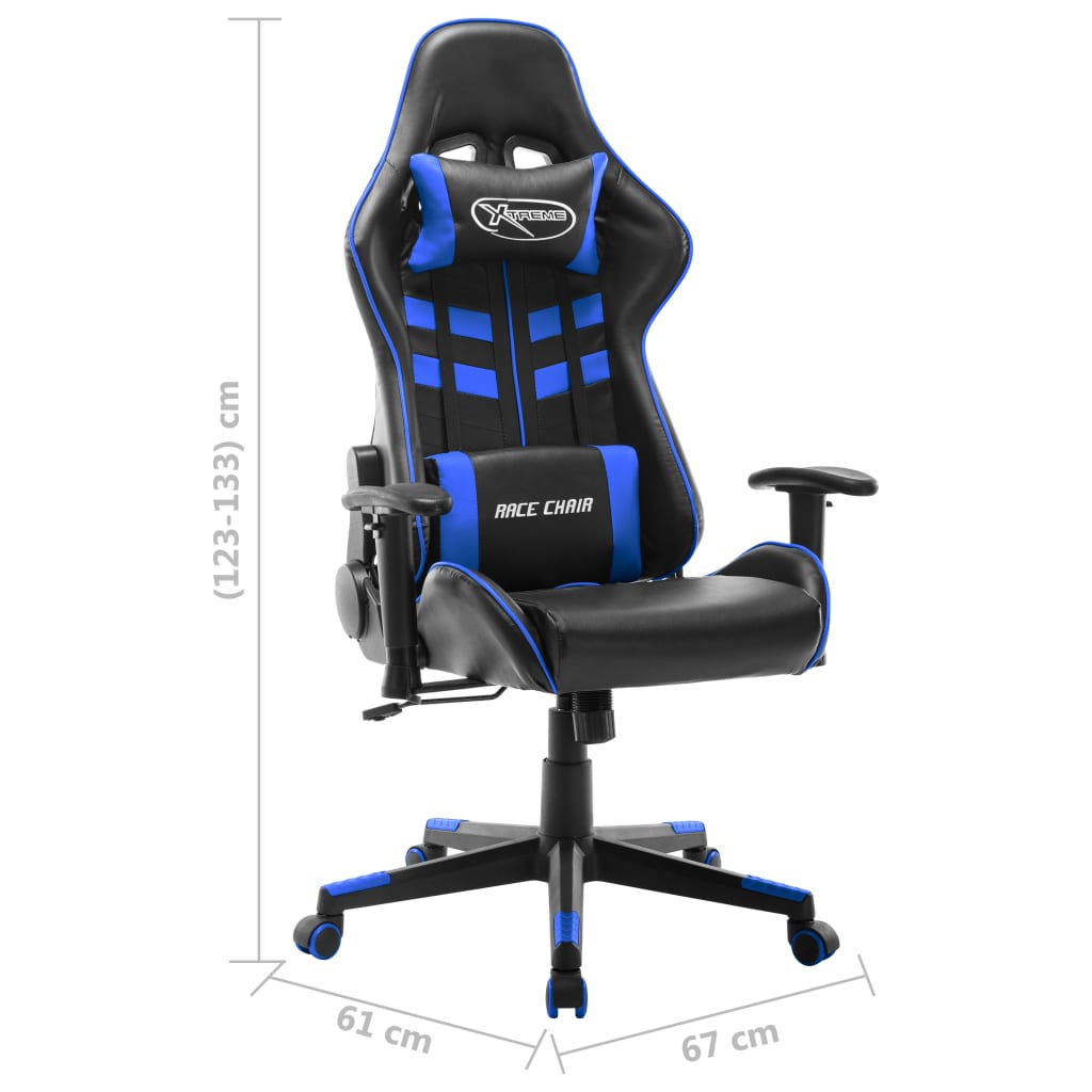 vidaXL Silla de gaming de cuero sintético negro y azul