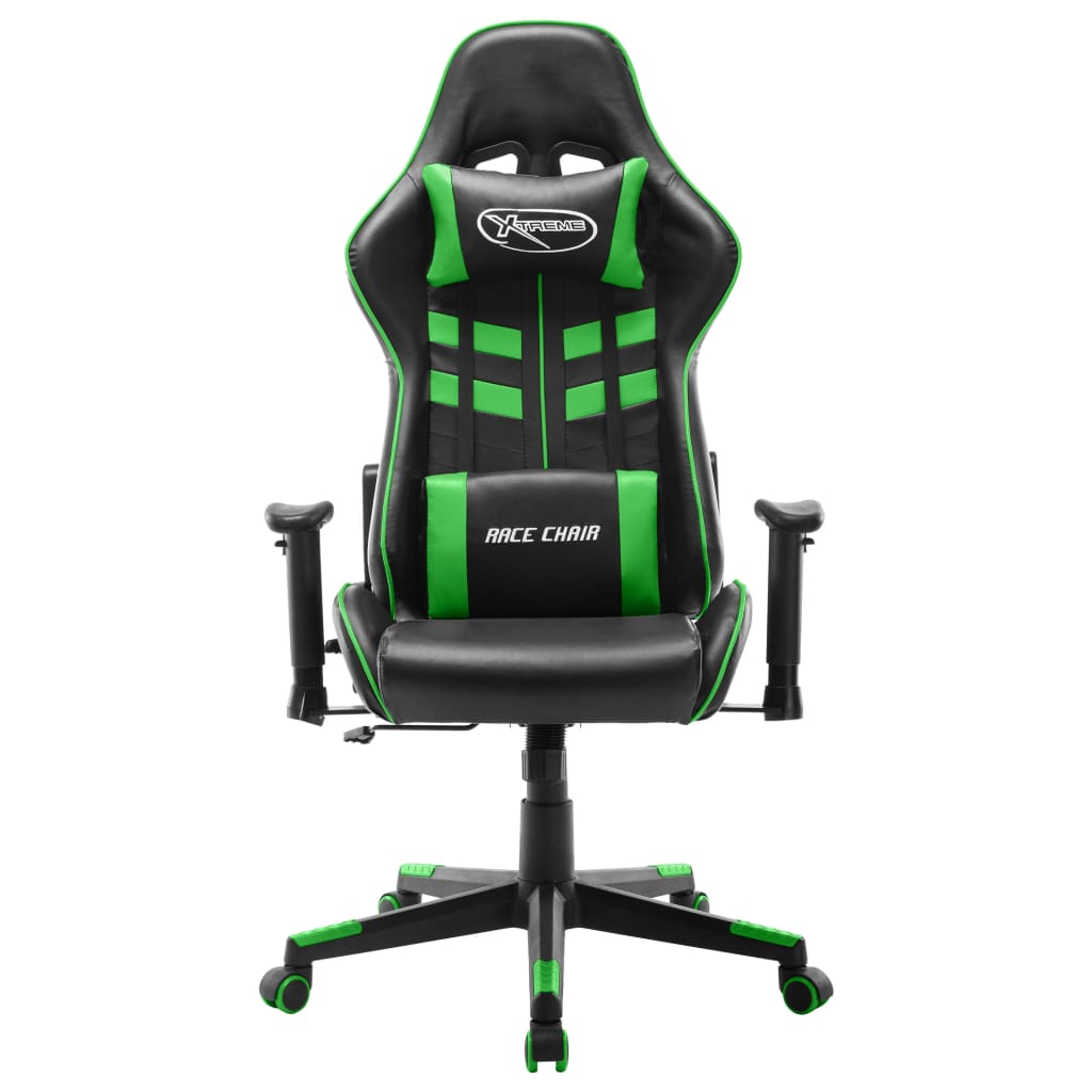 vidaXL Silla de gaming de cuero sintético negro y verde