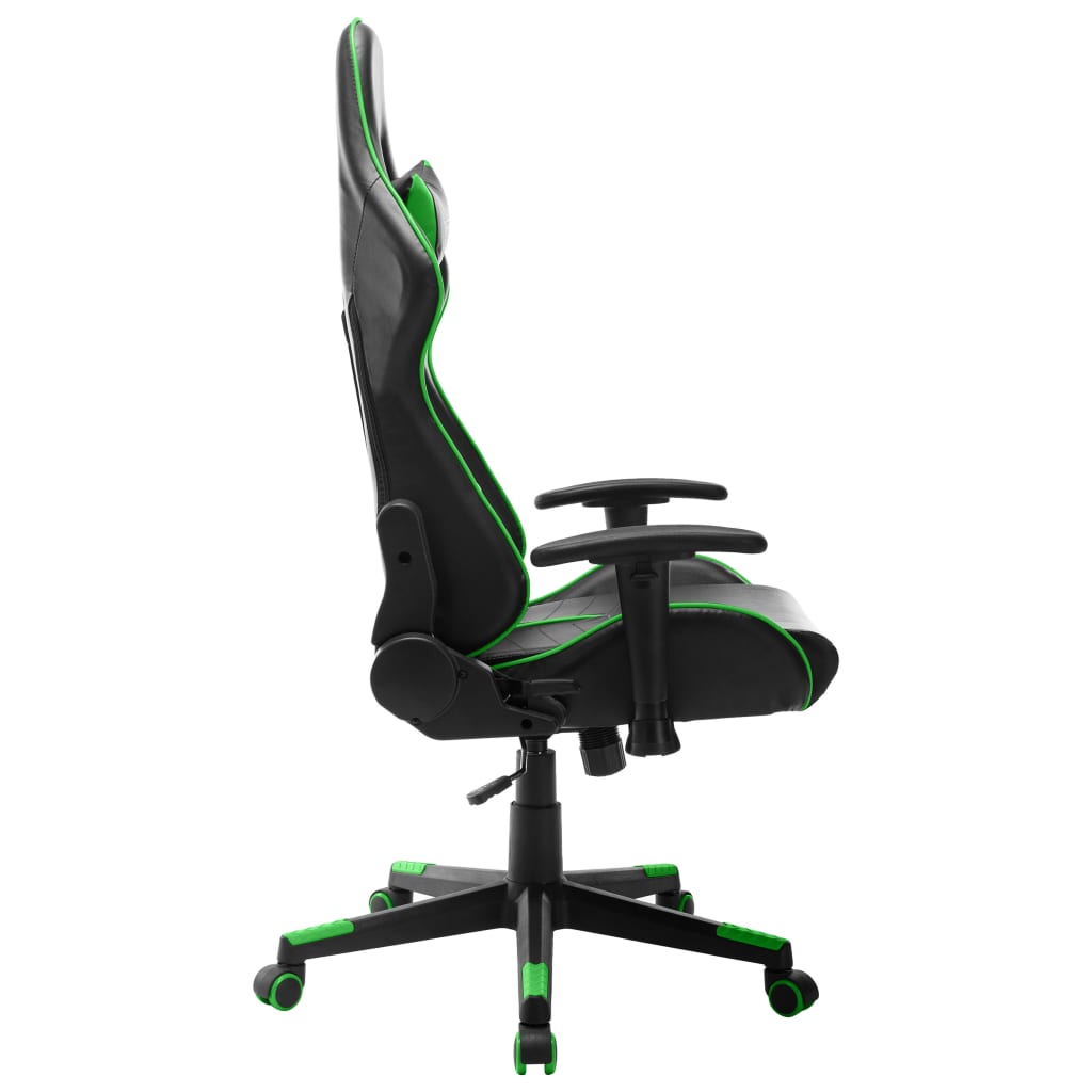 vidaXL Silla de gaming de cuero sintético negro y verde