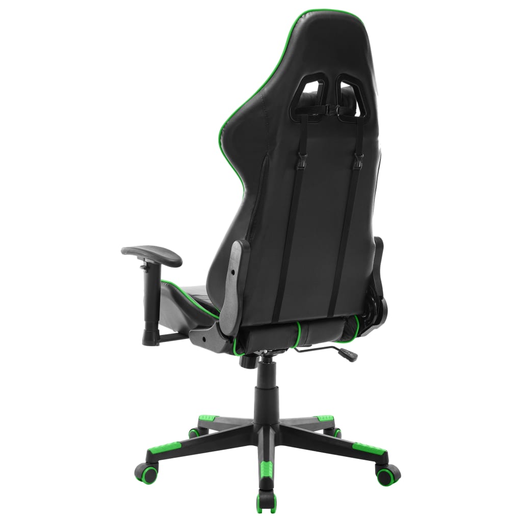 vidaXL Silla de gaming de cuero sintético negro y verde