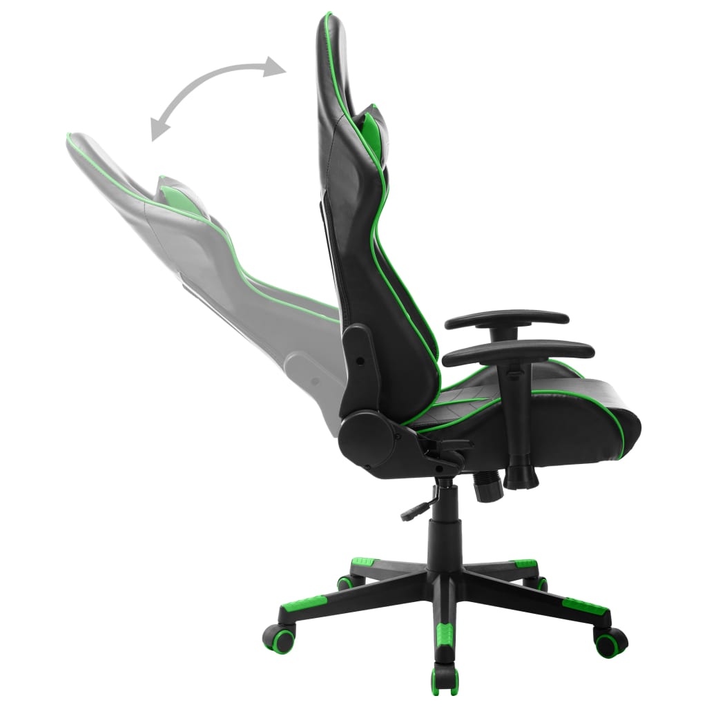 vidaXL Silla de gaming de cuero sintético negro y verde