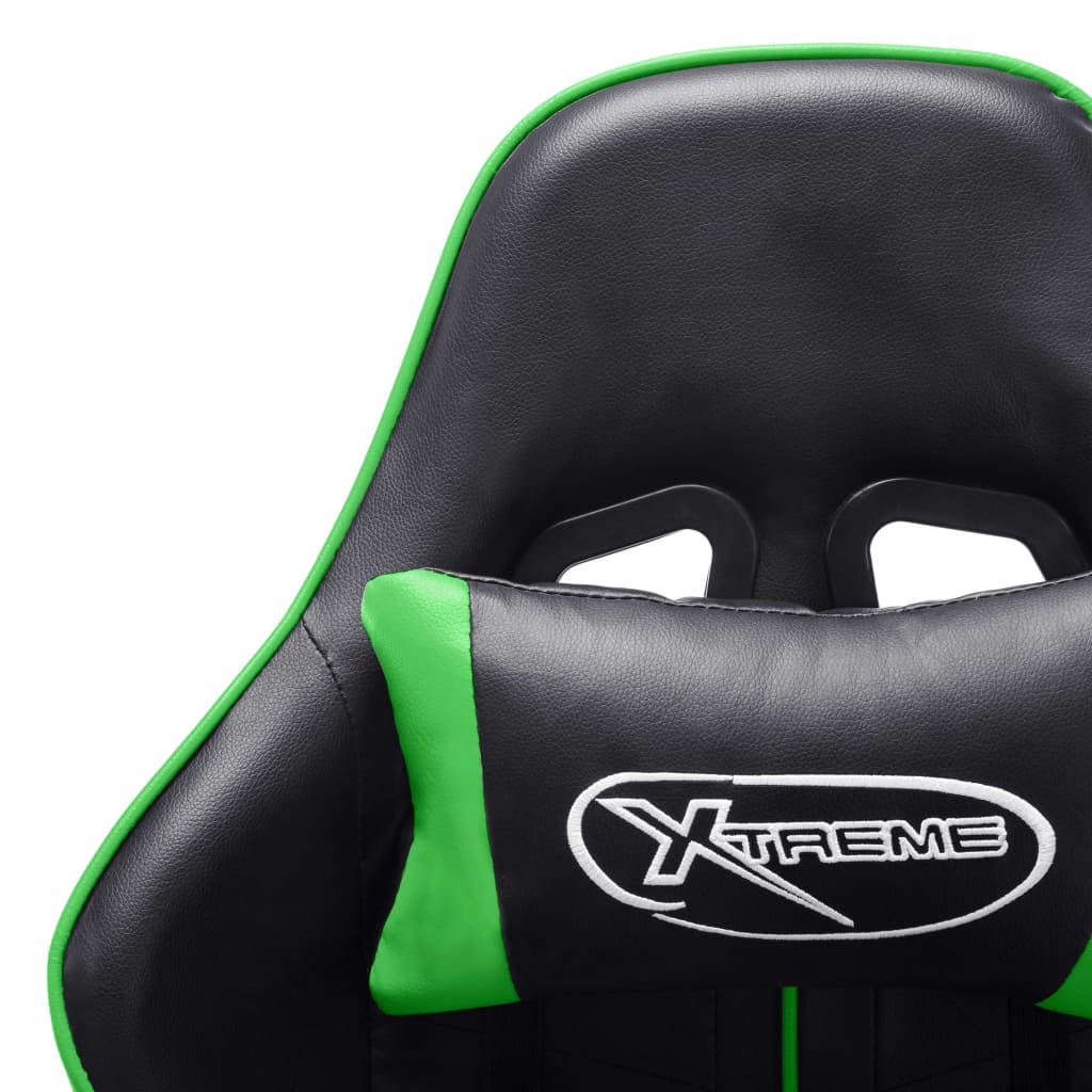 vidaXL Silla de gaming de cuero sintético negro y verde