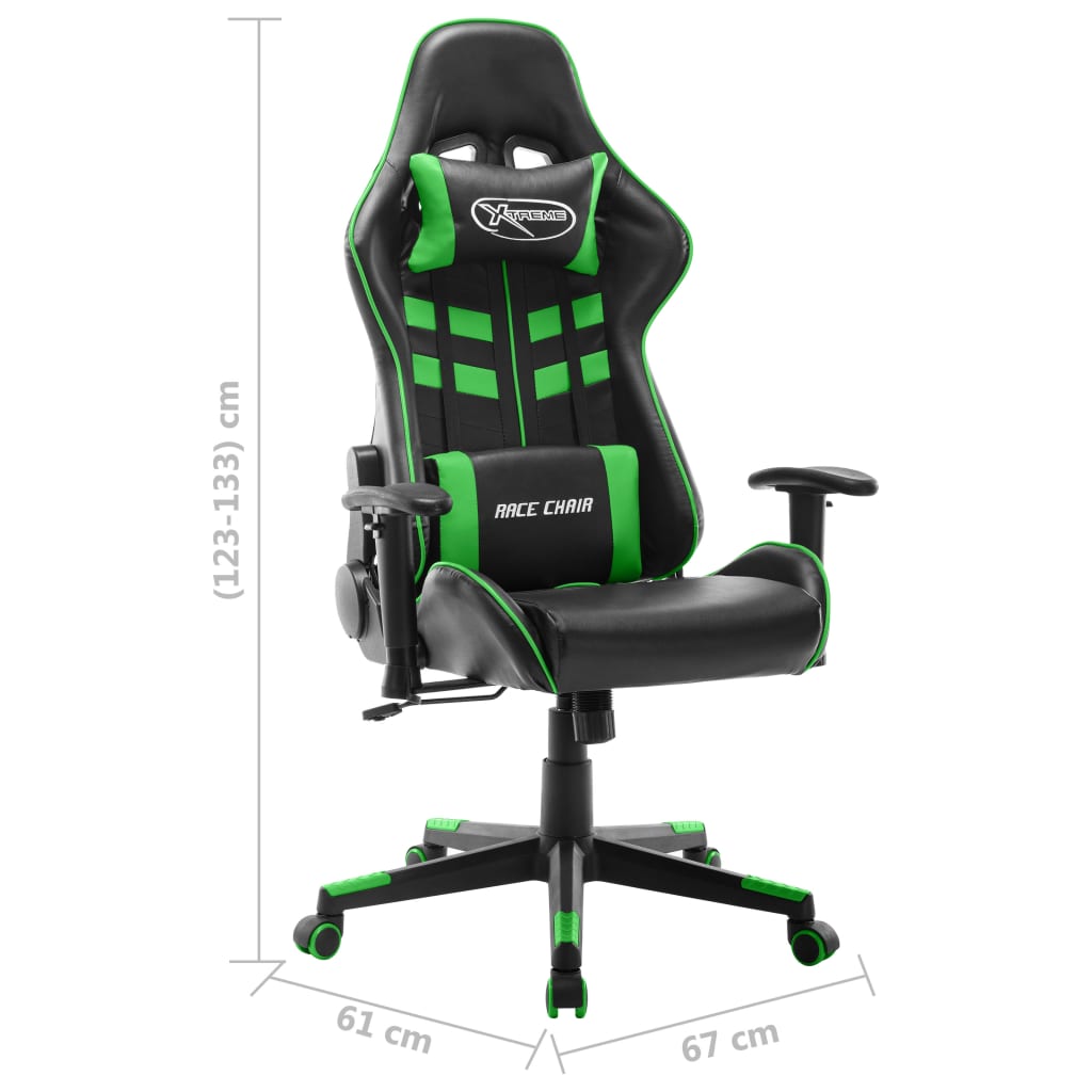 vidaXL Silla de gaming de cuero sintético negro y verde