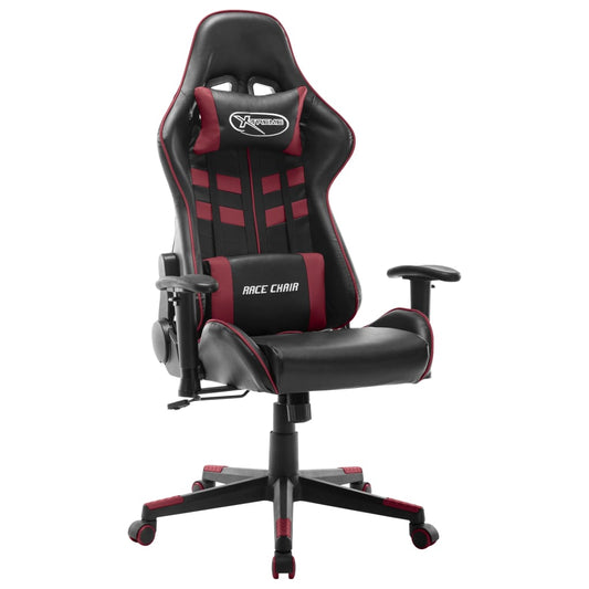 vidaXL Silla de gaming de cuero sintético negro y rojo tinto