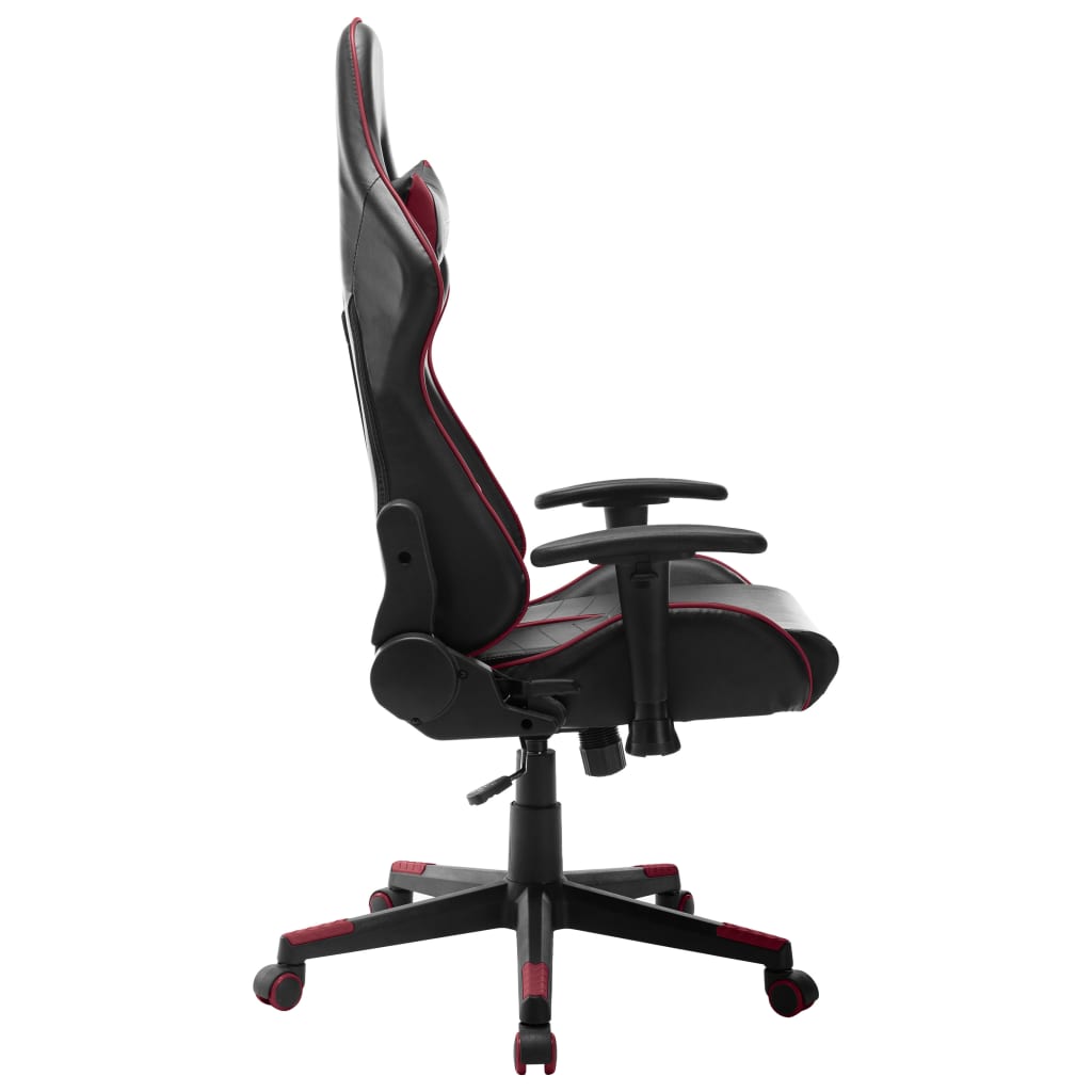 vidaXL Silla de gaming de cuero sintético negro y rojo tinto