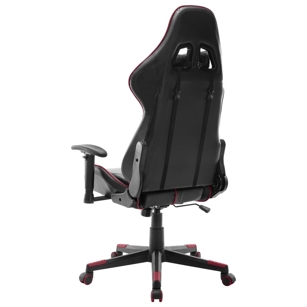 vidaXL Silla de gaming de cuero sintético negro y rojo tinto