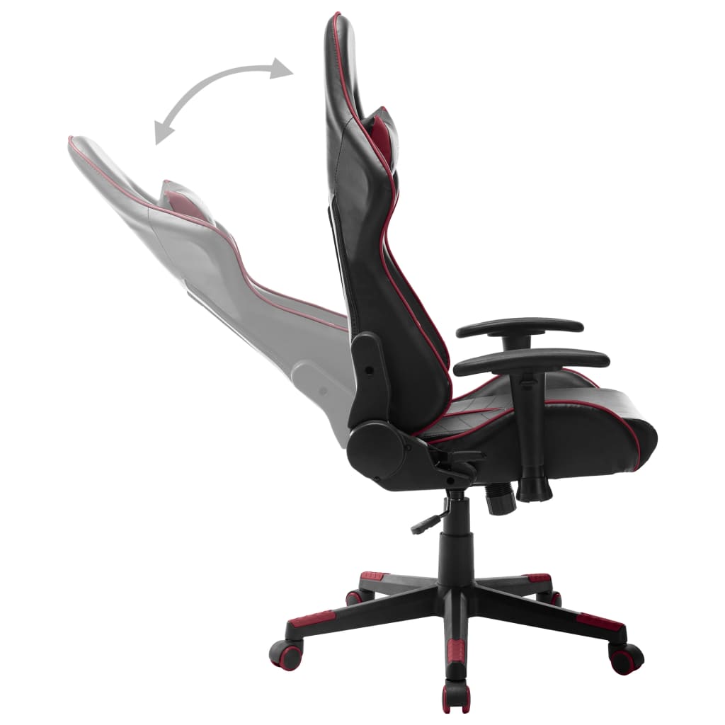 vidaXL Silla de gaming de cuero sintético negro y rojo tinto