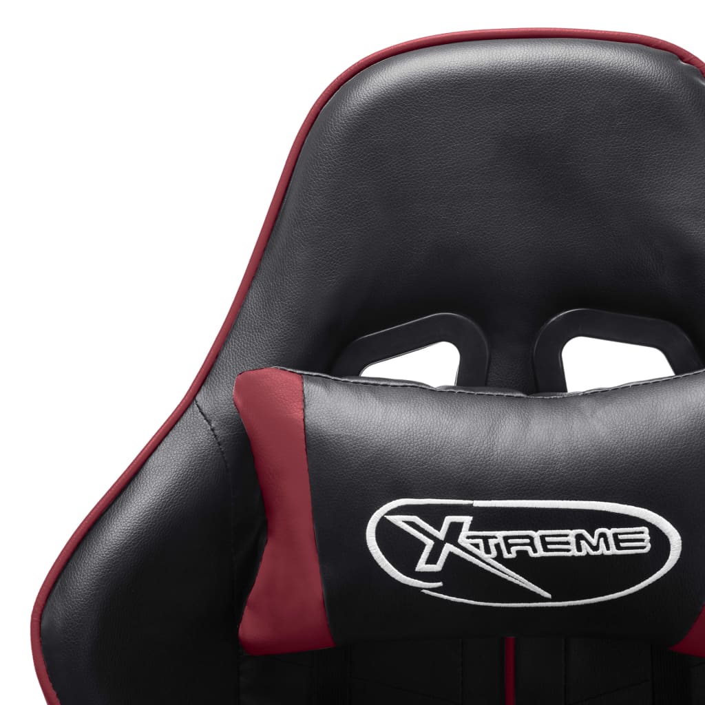 vidaXL Silla de gaming de cuero sintético negro y rojo tinto