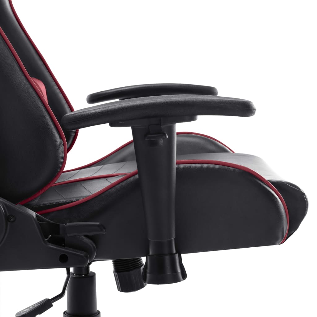 vidaXL Silla de gaming de cuero sintético negro y rojo tinto