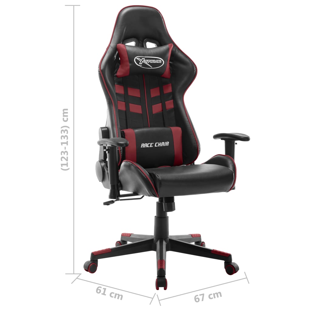 vidaXL Silla de gaming de cuero sintético negro y rojo tinto