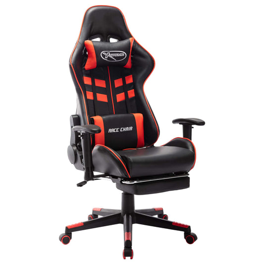 vidaXL Silla de gaming con reposapiés cuero sintético negro y rojo