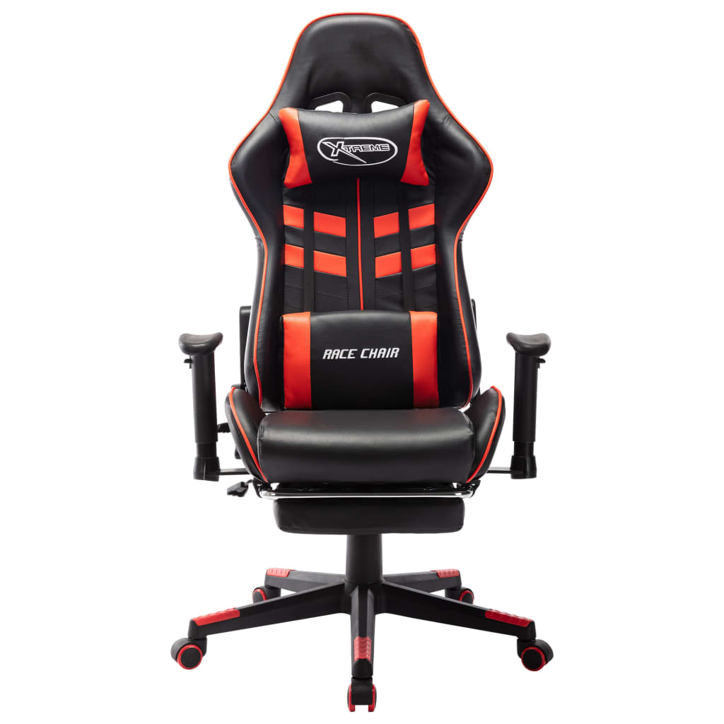 vidaXL Silla de gaming con reposapiés cuero sintético negro y rojo