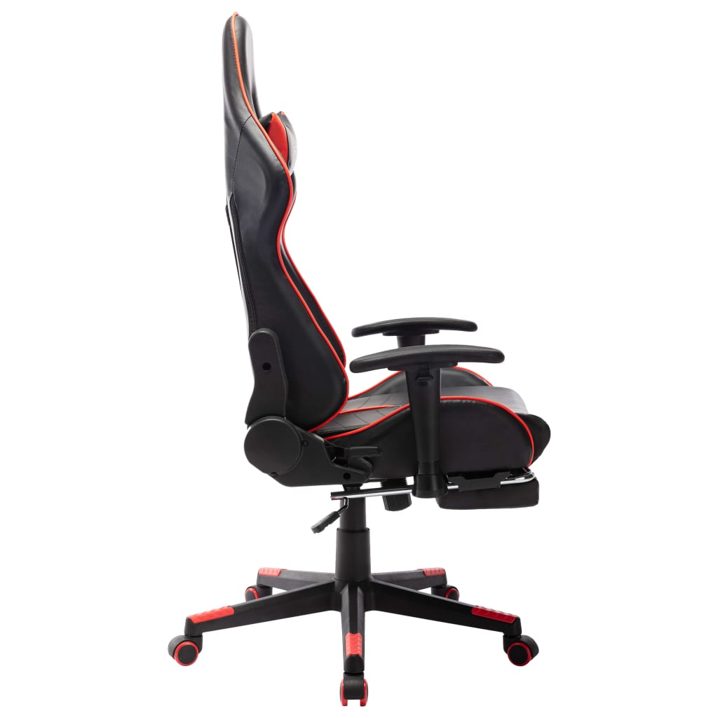 vidaXL Silla de gaming con reposapiés cuero sintético negro y rojo