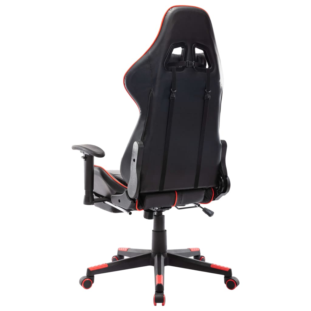 vidaXL Silla de gaming con reposapiés cuero sintético negro y rojo