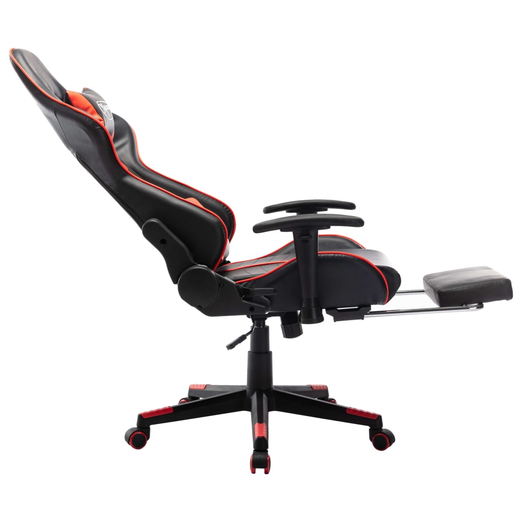 vidaXL Silla de gaming con reposapiés cuero sintético negro y rojo