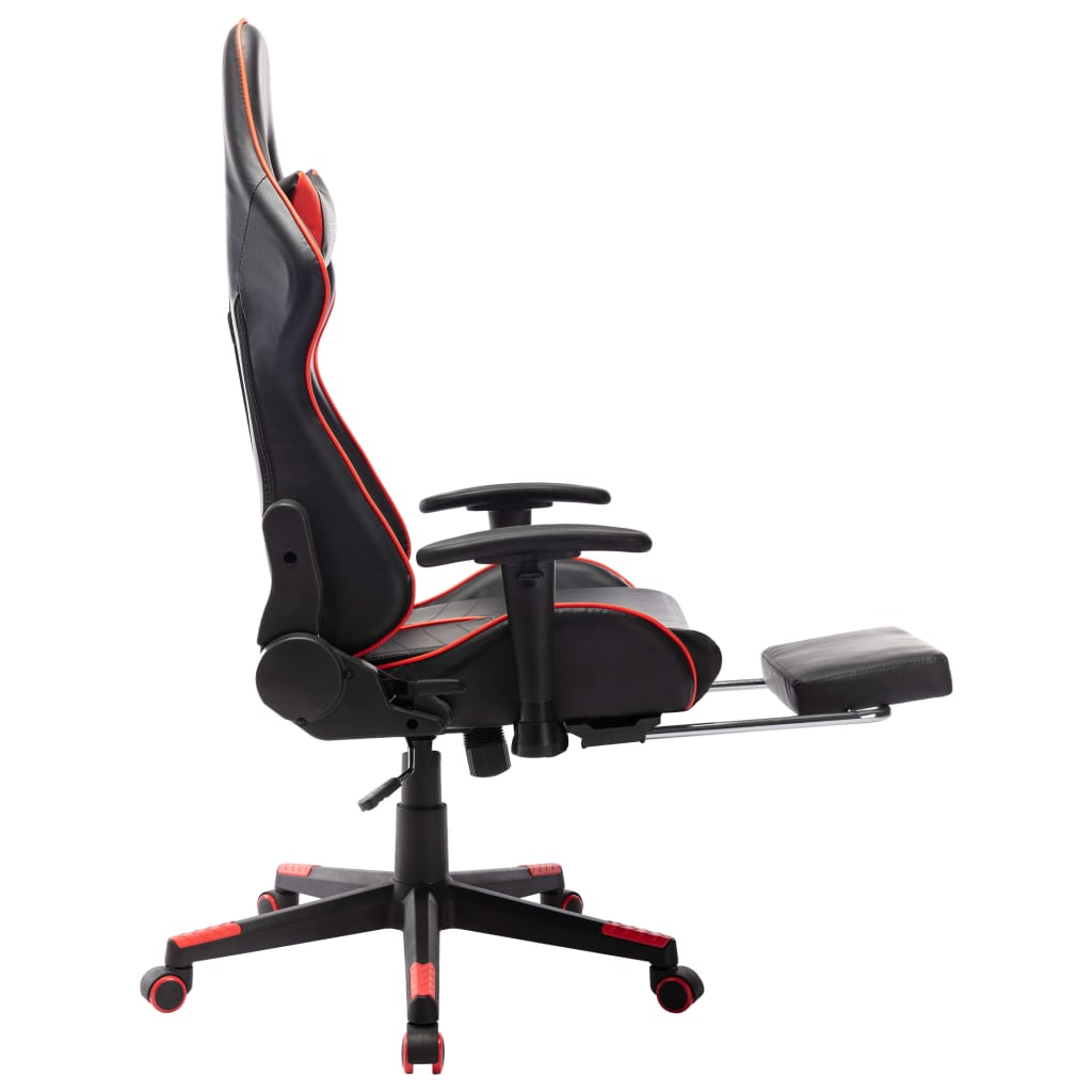 vidaXL Silla de gaming con reposapiés cuero sintético negro y rojo