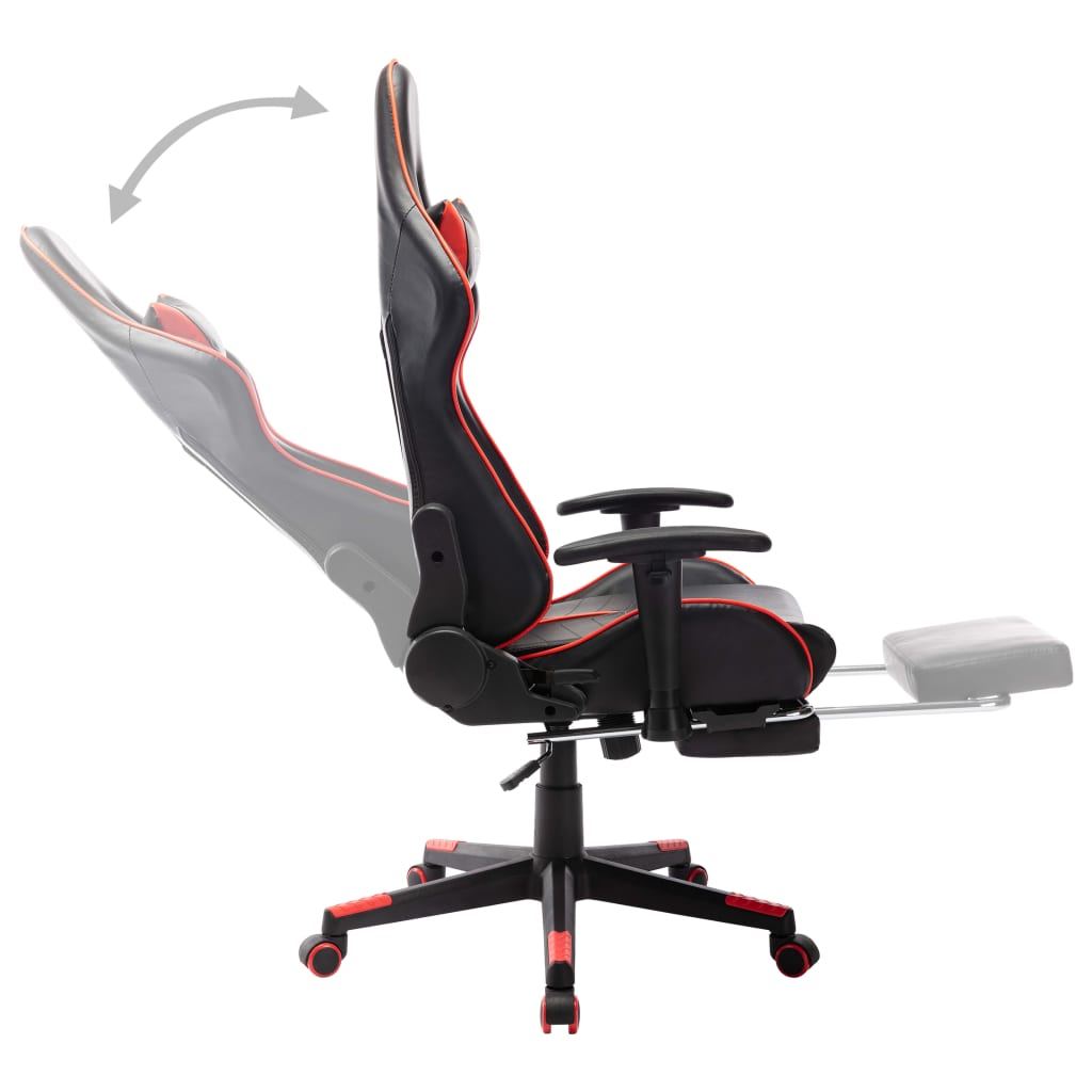 vidaXL Silla de gaming con reposapiés cuero sintético negro y rojo