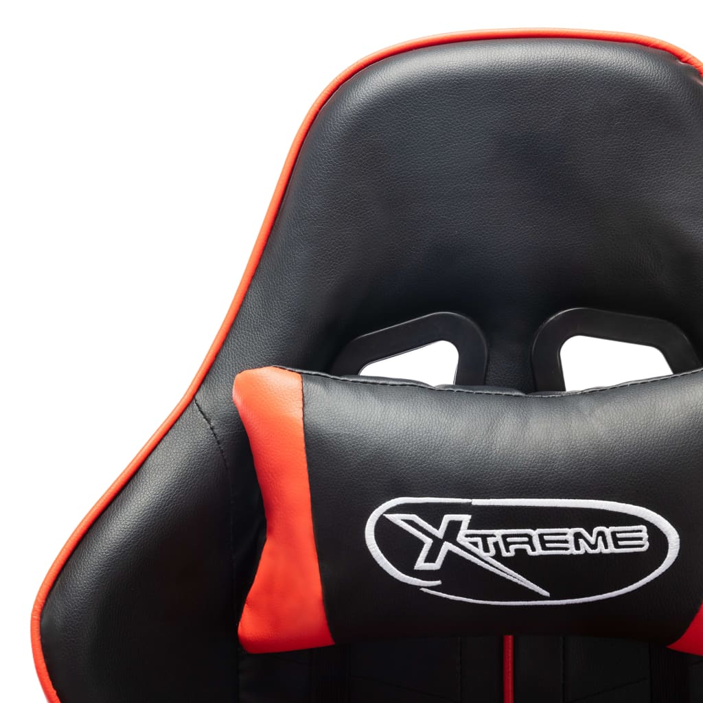 vidaXL Silla de gaming con reposapiés cuero sintético negro y rojo