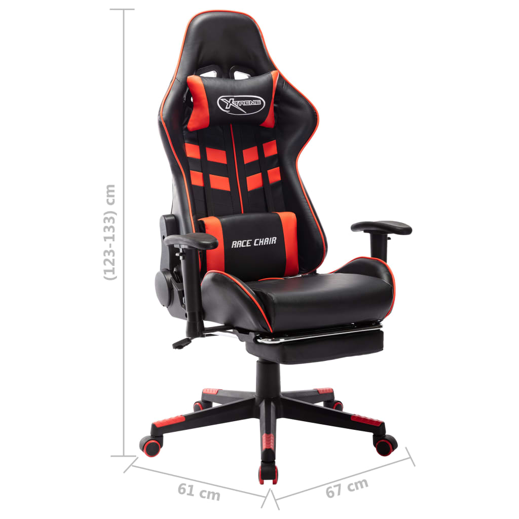 vidaXL Silla de gaming con reposapiés cuero sintético negro y rojo