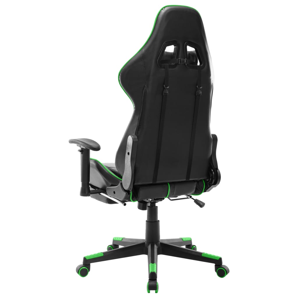 vidaXL Silla de gaming con reposapiés cuero sintético negro y verde