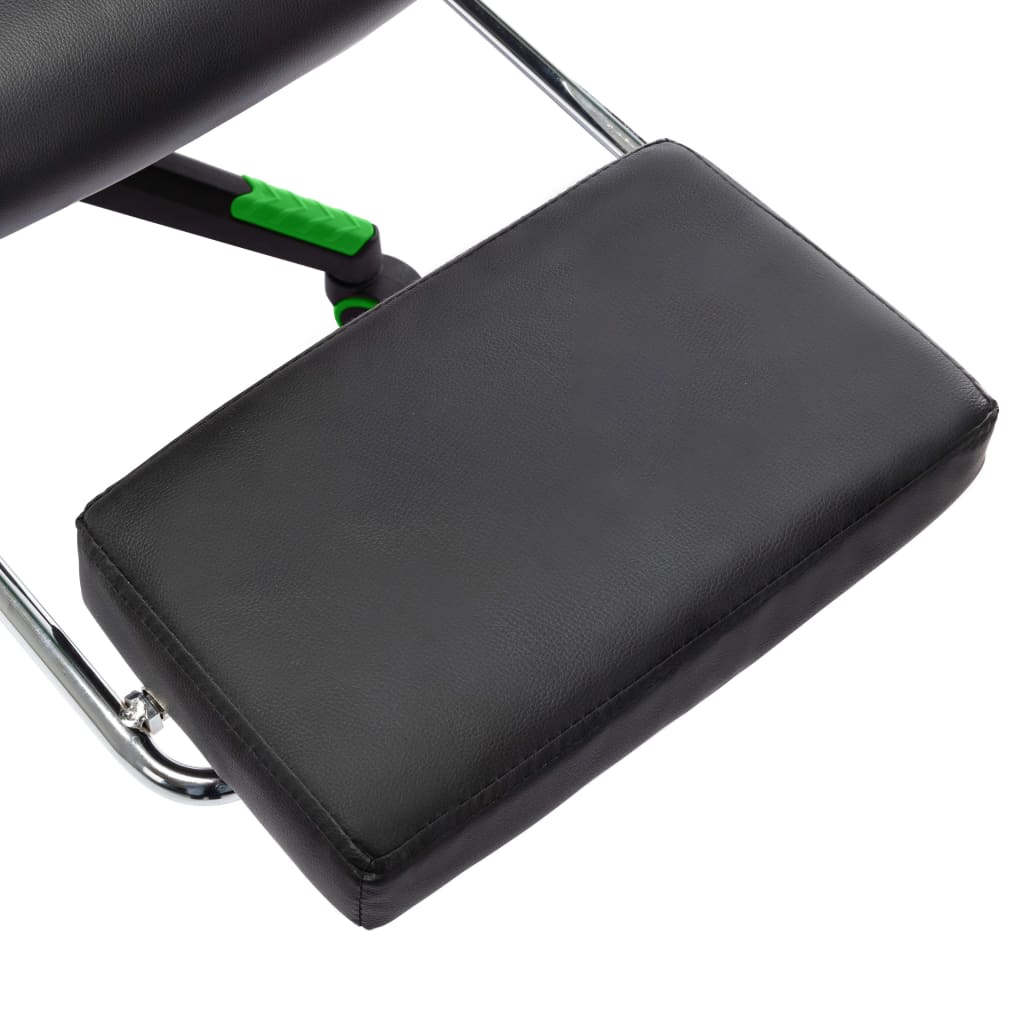 vidaXL Silla de gaming con reposapiés cuero sintético negro y verde